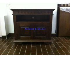 MOBILE PORTA TV stile arte povera 2 ante e vano a giorno in legno effetto noce