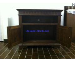 MOBILE PORTA TV stile arte povera 2 ante e vano a giorno in legno effetto noce