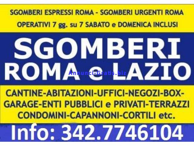 ROMA SGOMBERI ECONOMICI ABITAZIONI BOX CANTINE LOCALI UFFICI 7GG SU7 ROMA SGOMBERI ECONOMICI ABITAZIONI BOX CANTINE LOCALI UFFICI 7GG SU7
