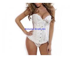 Corsetto in raso  bianco Moda Burlesque intimo donna